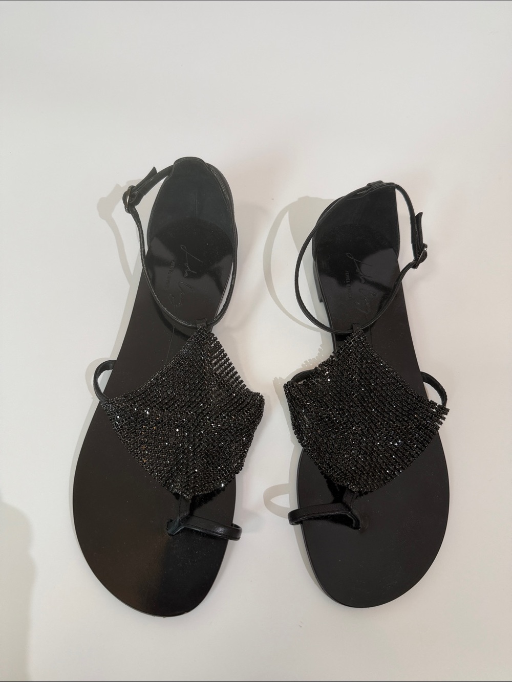 Lola Cruz Jewel Sandals Size 39 Crystal Rhinestone Embellished Flat Sandal